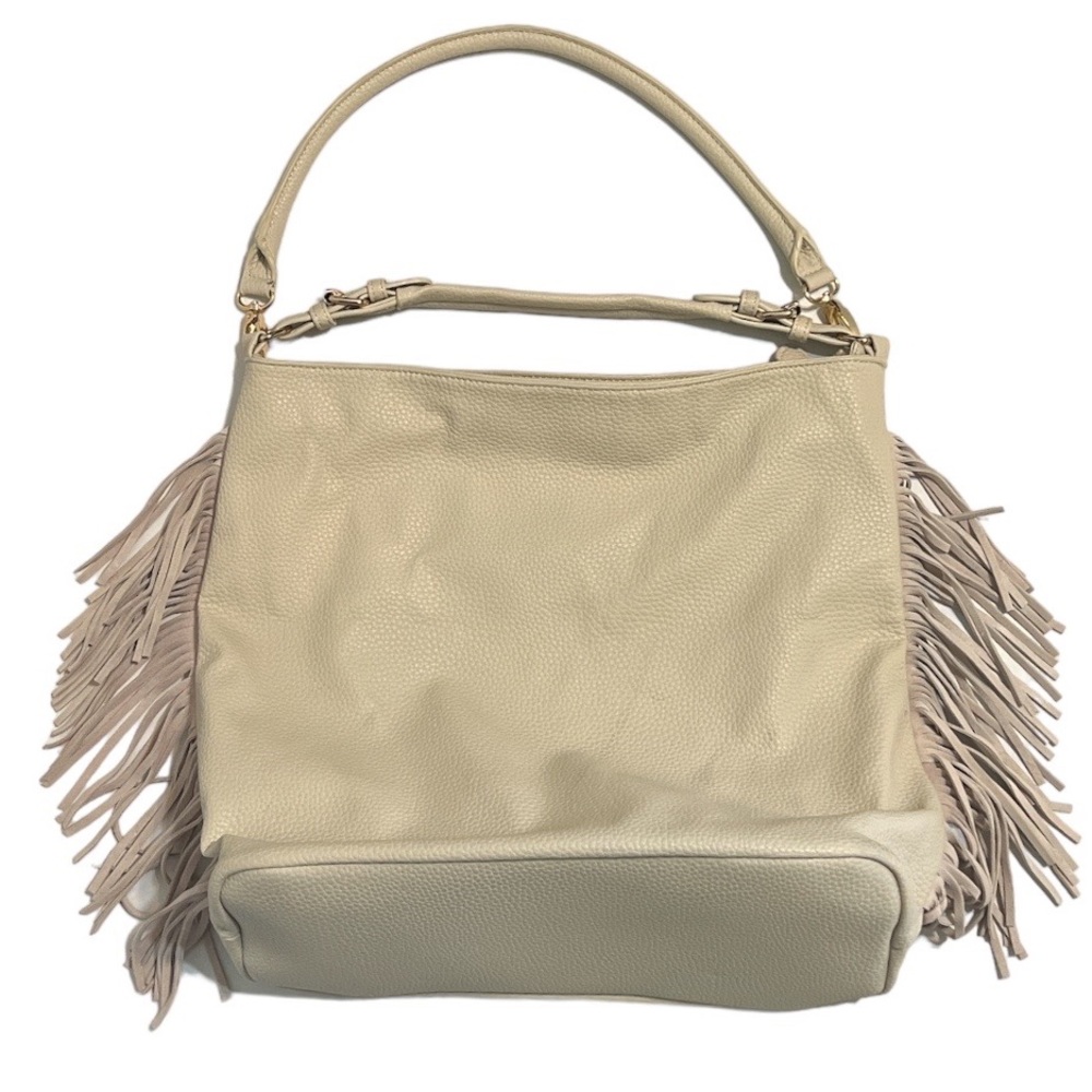 Expressions NYC handbag fringed Hobo Cream